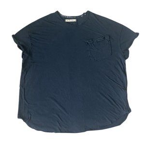 Free People Blue Oversized Short Sleeve Shirt Womens Size Small